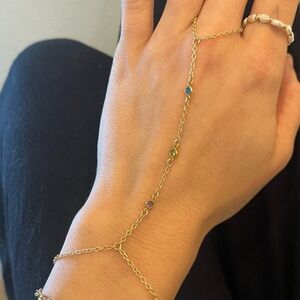 14k Gold Filled Handchain | Handmade Multi Gemstone Handchain
